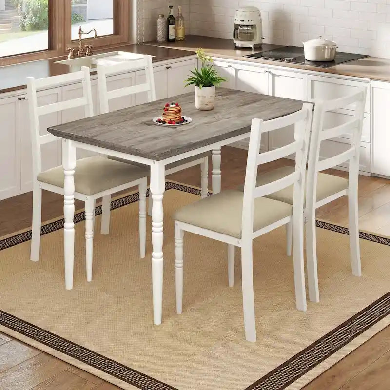 Table à manger rectangulaire de style ferme avec colonnes romaines