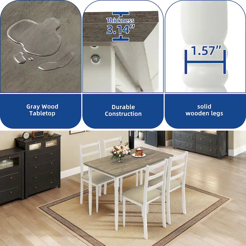 Table à manger rectangulaire de style ferme avec colonnes romaines