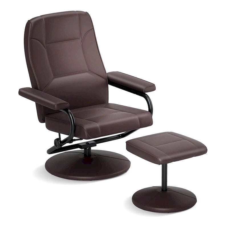 Chaise longue inclinable avec ottoman et fauteuil rembourré