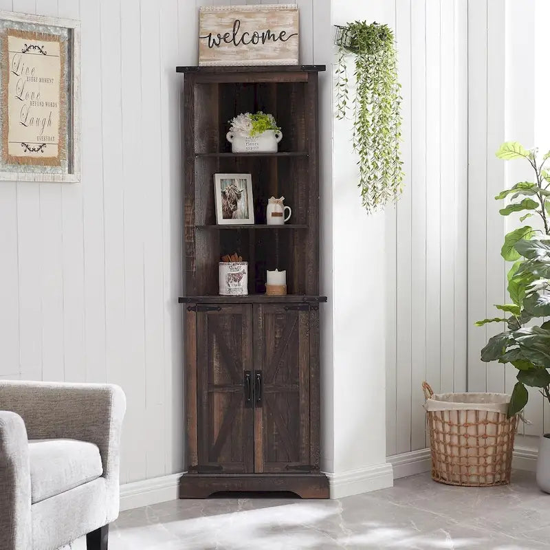 Meuble d'angle de 68 po de hauteur Farmhouse