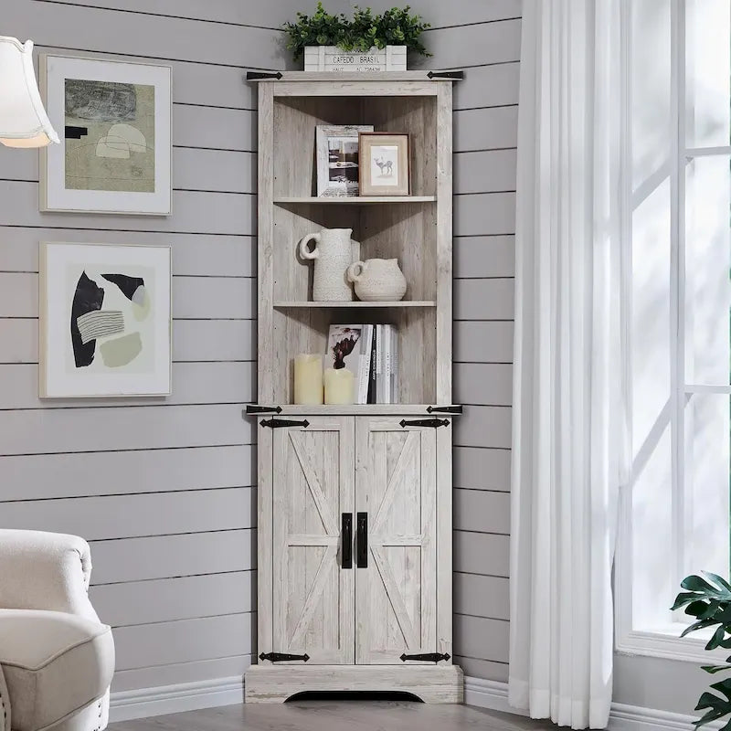 Farmhouse Corner Cabinet, 68 Tall Corner Cabinet, Corner Cabinet