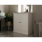 Meuble bas de salle de bain 81 cm en bois massif avec portes pleines et étagères réglables