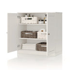 Meuble bas de salle de bain 81 cm en bois massif avec portes pleines et étagères réglables