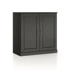 Meuble bas de salle de bain 81 cm en bois massif avec portes pleines et étagères réglables