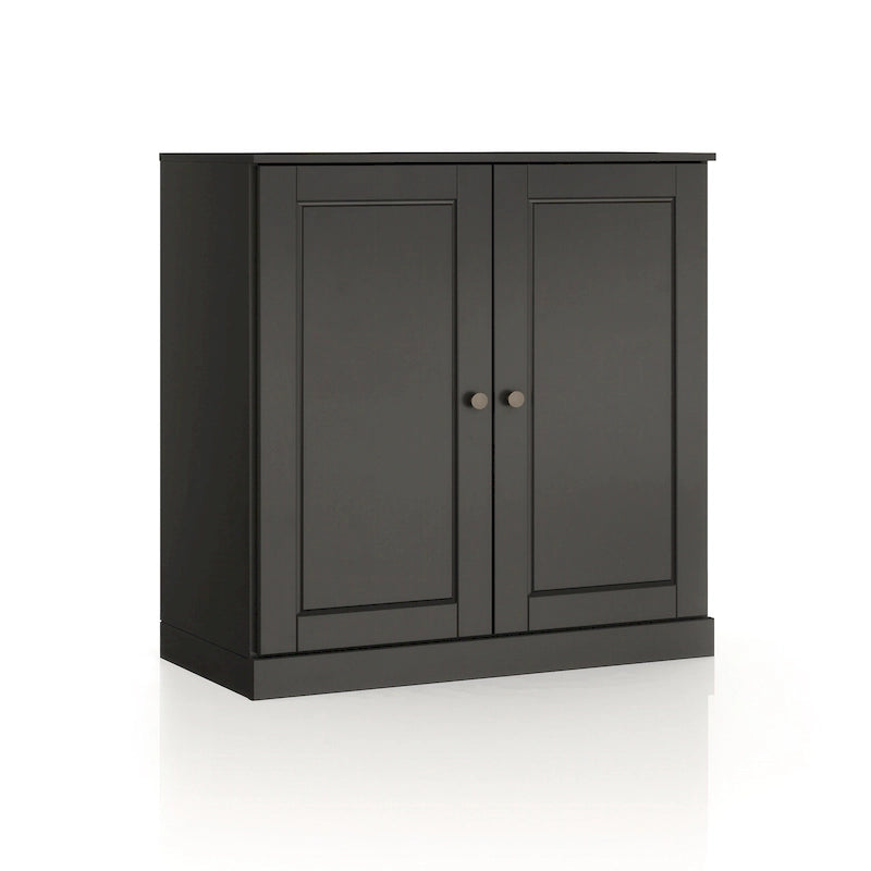Meuble bas de salle de bain 81 cm en bois massif avec portes pleines et étagères réglables
