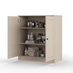 Meuble bas de salle de bain 81 cm en bois massif avec portes pleines et étagères réglables