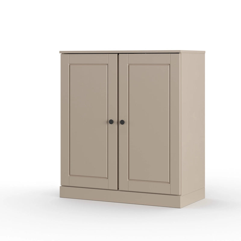 Meuble bas de salle de bain 81 cm en bois massif avec portes pleines et étagères réglables