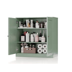 Meuble bas de salle de bain 81 cm en bois massif avec portes pleines et étagères réglables