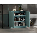 Meuble bas de salle de bain 81 cm en bois massif avec portes pleines et étagères réglables
