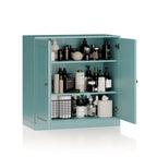 Meuble bas de salle de bain 81 cm en bois massif avec portes pleines et étagères réglables