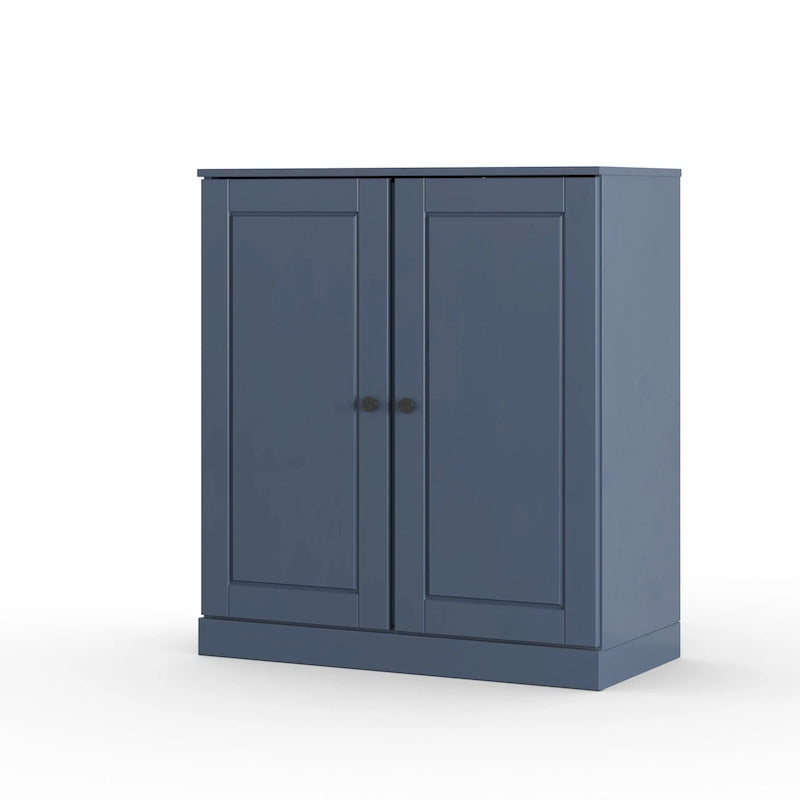 Meuble bas de salle de bain 81 cm en bois massif avec portes pleines et étagères réglables