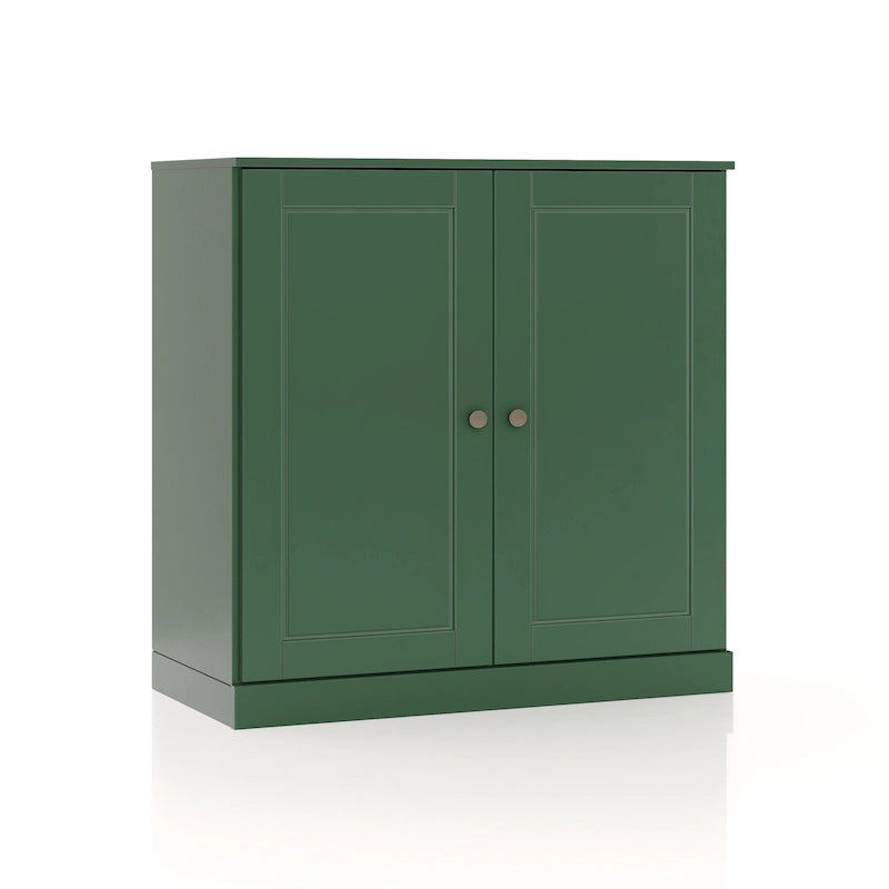 Meuble bas de salle de bain 81 cm en bois massif avec portes pleines et étagères réglables