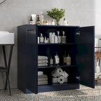 Meuble bas de salle de bain 81 cm en bois massif avec portes pleines et étagères réglables
