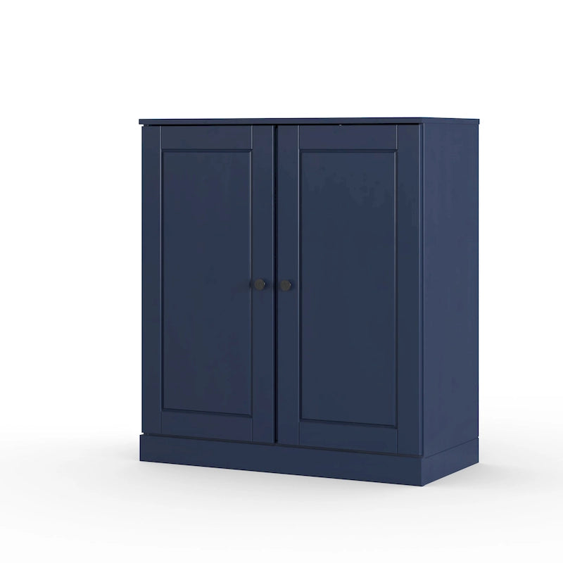 Meuble bas de salle de bain 81 cm en bois massif avec portes pleines et étagères réglables