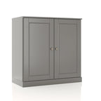 Meuble bas de salle de bain 81 cm en bois massif avec portes pleines et étagères réglables