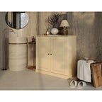 Meuble bas de salle de bain 81 cm en bois massif avec portes pleines et étagères réglables