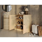 Meuble bas de salle de bain 81 cm en bois massif avec portes pleines et étagères réglables