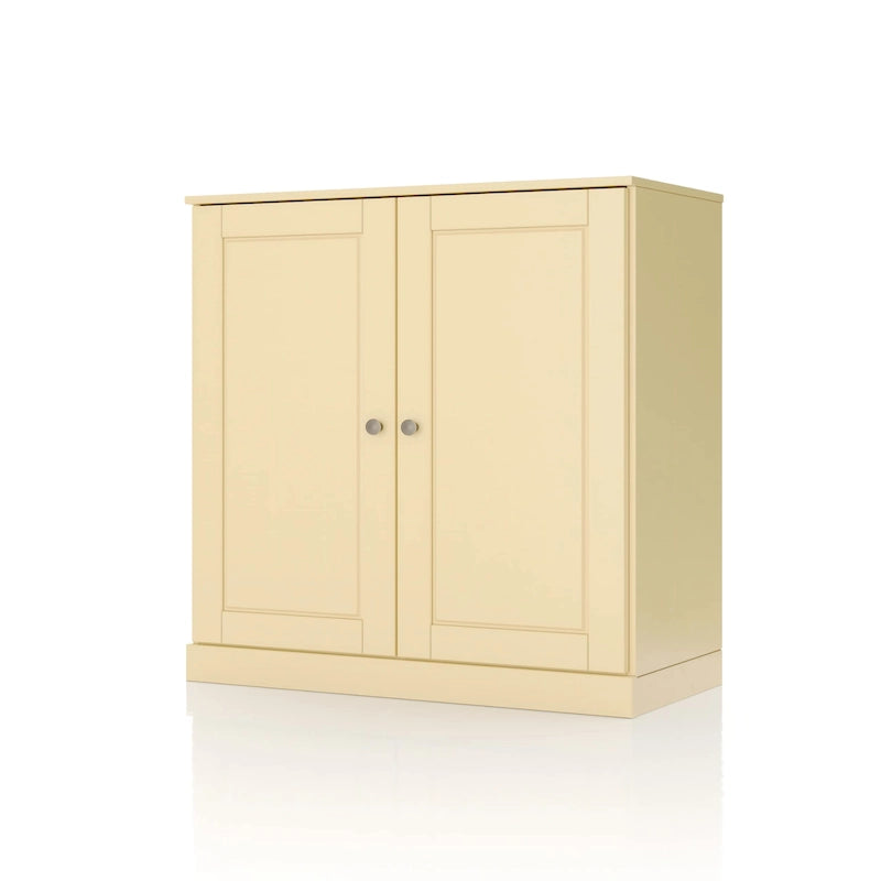 Meuble bas de salle de bain 81 cm en bois massif avec portes pleines et étagères réglables