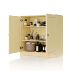 Meuble bas de salle de bain 81 cm en bois massif avec portes pleines et étagères réglables