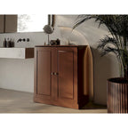 Meuble bas de salle de bain 81 cm en bois massif avec portes pleines et étagères réglables