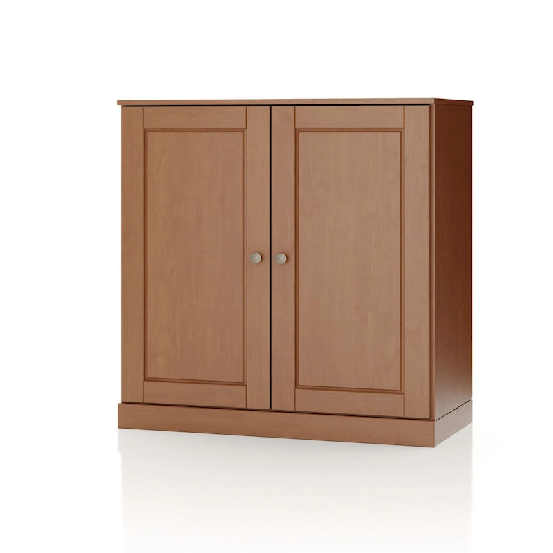Meuble bas de salle de bain 81 cm en bois massif avec portes pleines et étagères réglables