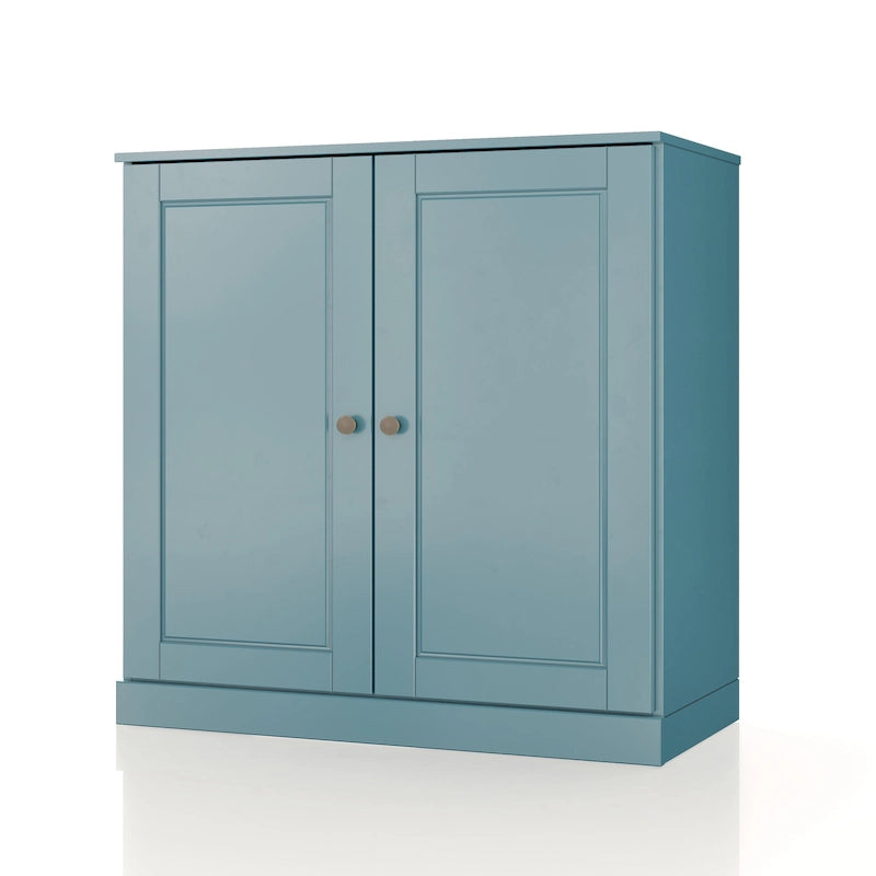 Meuble bas de salle de bain 81 cm en bois massif avec portes pleines et étagères réglables