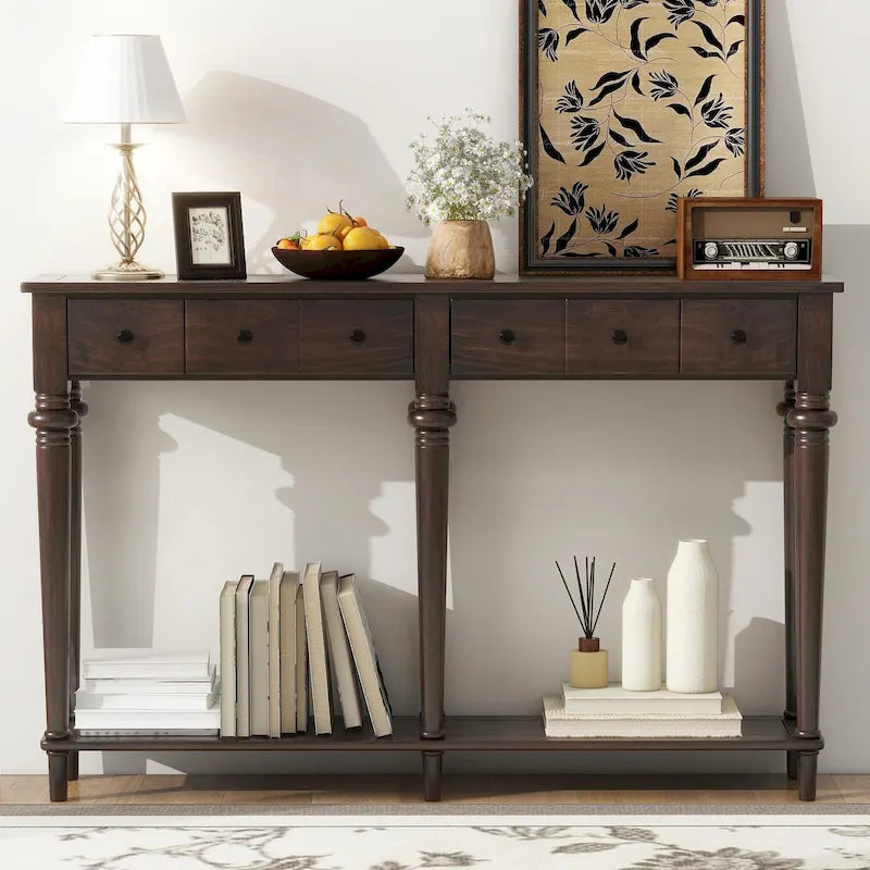 Console avec 4 tiroirs, couleur espresso