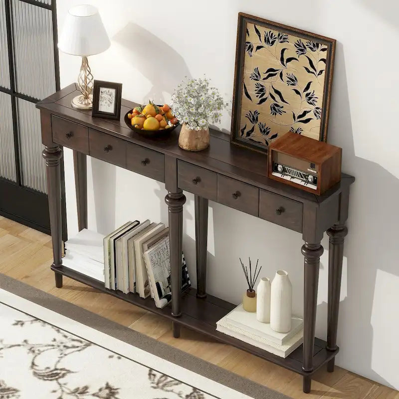 Console avec 4 tiroirs, couleur espresso