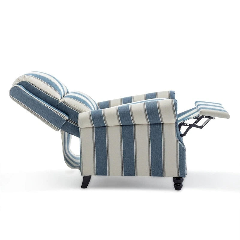 Fauteuil inclinable à dossier basculant, assise rembourrée et cloutée