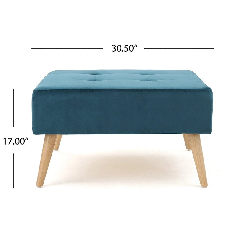 Pouffe en velours du milieu du siècle