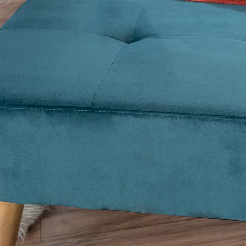 Pouffe en velours du milieu du siècle