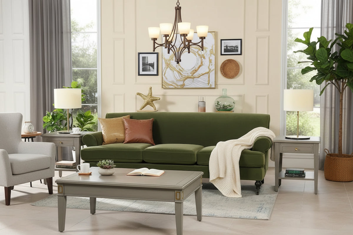 Alana Lawson 88 Inch Living Room Sofa  Three Cushion Couch with Rolled Arms and Tight Back  Minimal Assembly Required