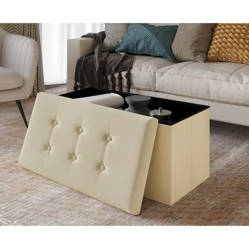Banc de rangement pliant rembourré