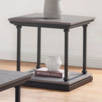 Table d'appoint de 61 cm avec 1 étagère, style transitionnel