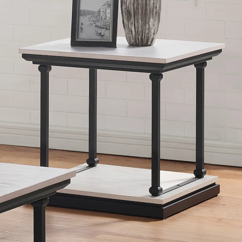 Table d'appoint de 61 cm avec 1 étagère, style transitionnel