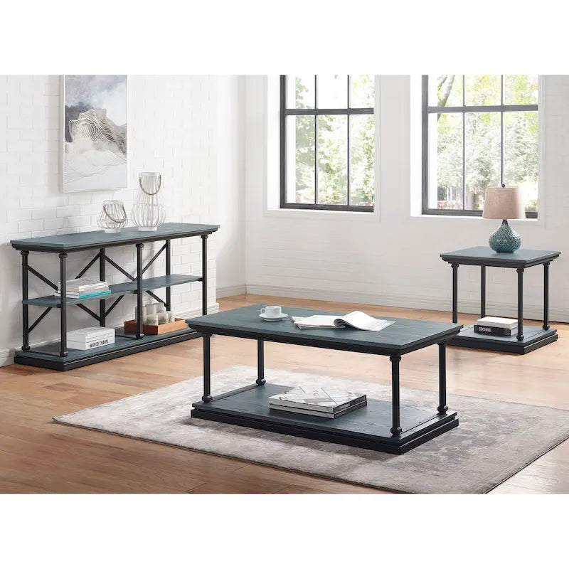 Table d'appoint de 61 cm avec 1 étagère, style transitionnel