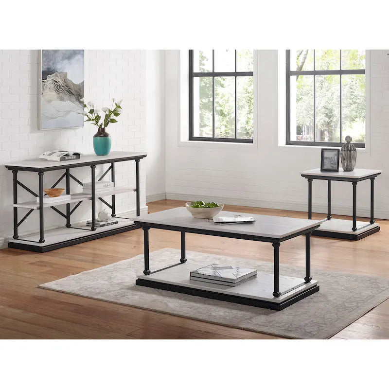 Table d'appoint de 61 cm avec 1 étagère, style transitionnel