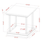 Table d'appoint de 61 cm avec 1 étagère, style transitionnel