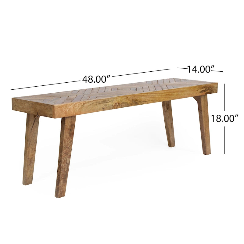 Banc d'intérieur en bois de manguier artisanal