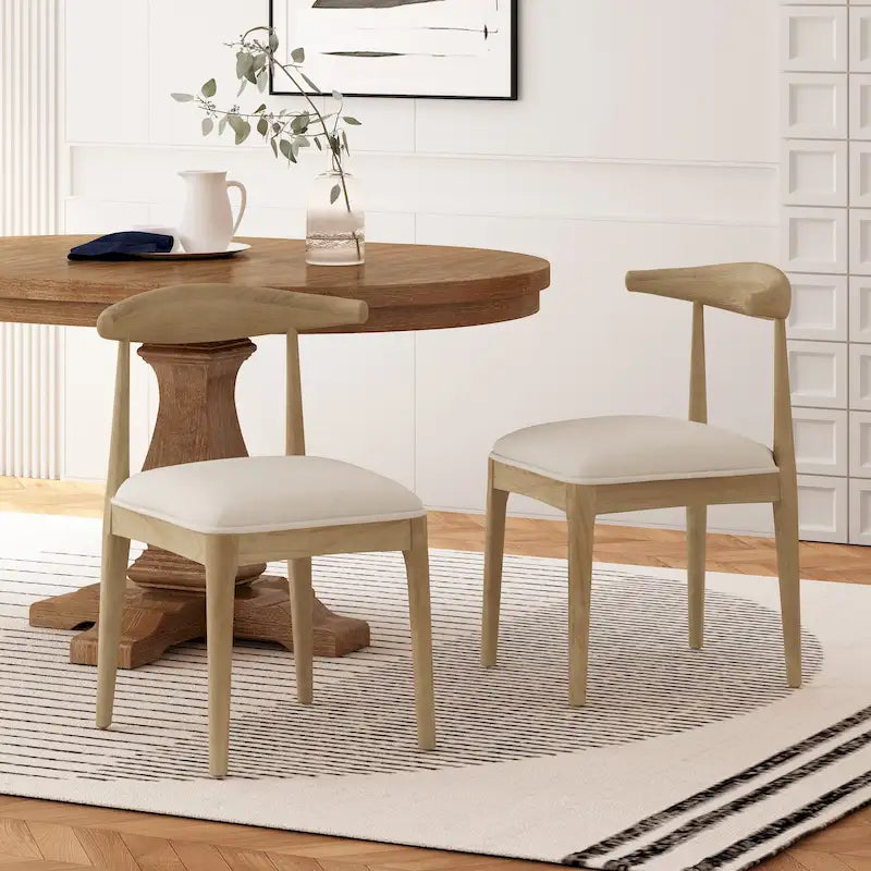 Chaise de salle à manger en tissu et bois d'hévéa