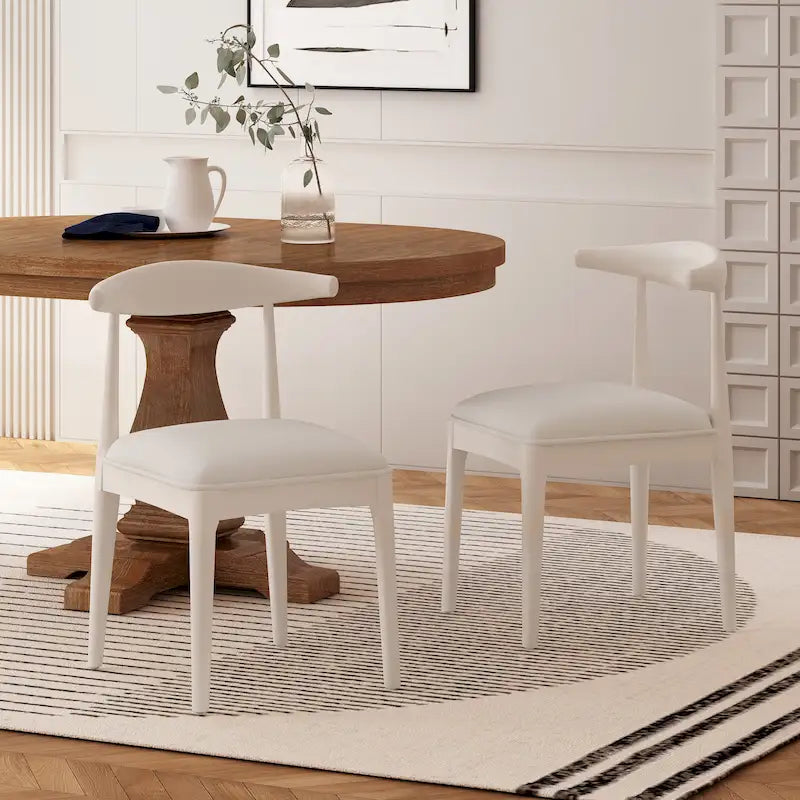 Chaise de salle à manger en tissu et bois d'hévéa