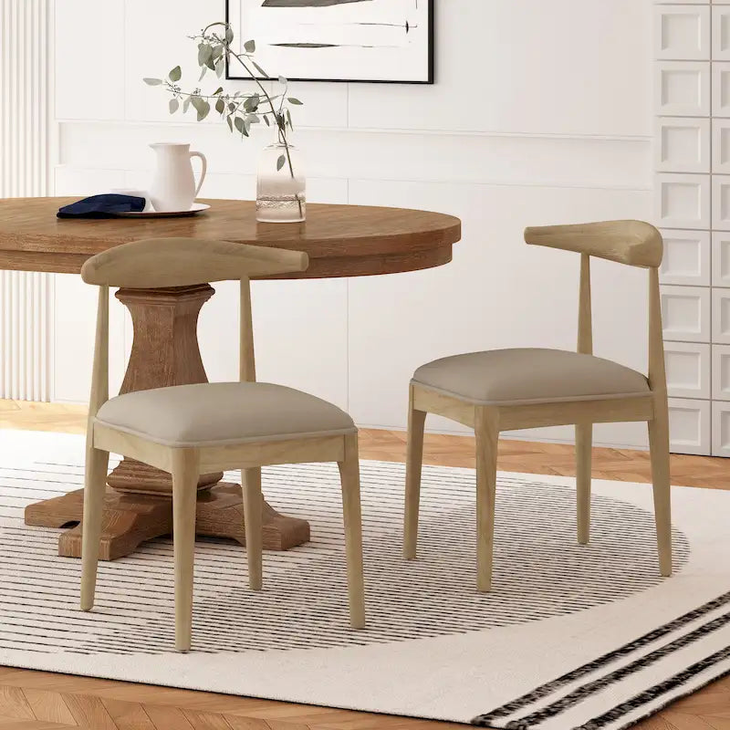 Chaise de salle à manger en tissu et bois d'hévéa