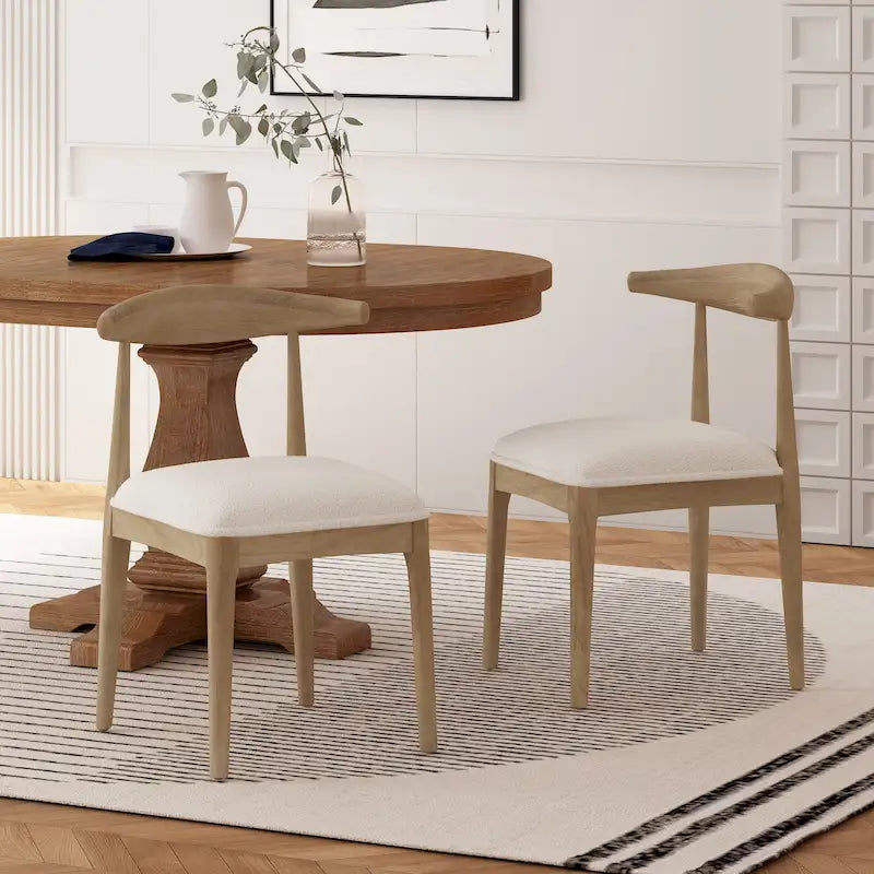 Chaise de salle à manger en tissu et bois d'hévéa