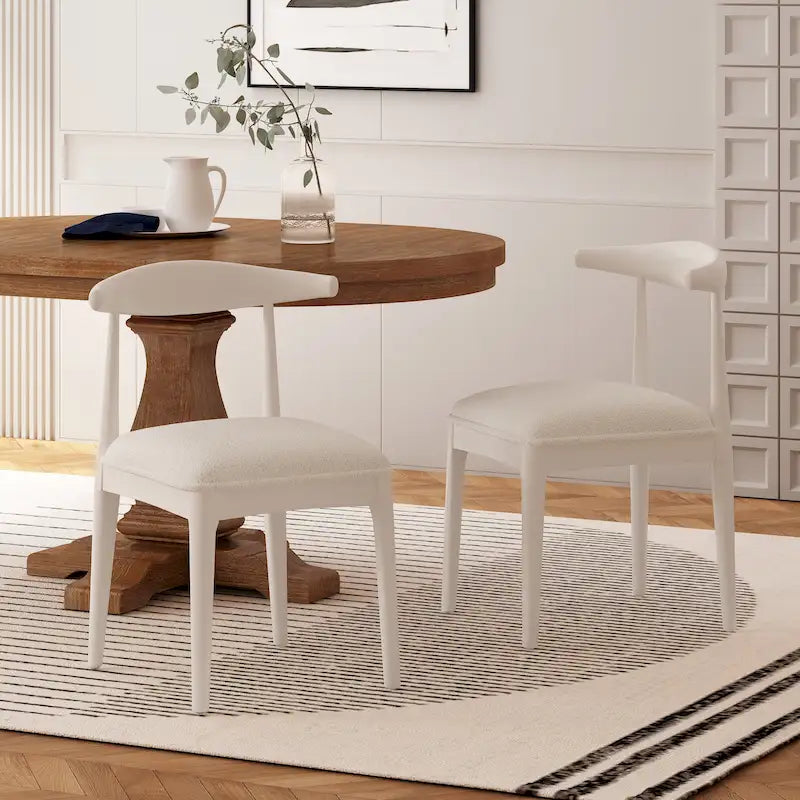 Chaise de salle à manger en tissu et bois d'hévéa