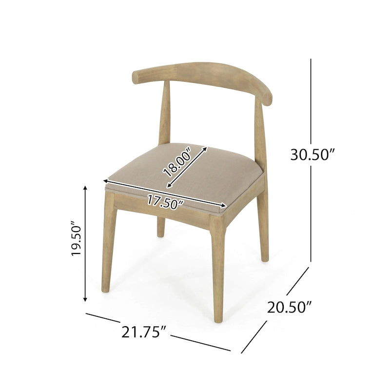 Chaise de salle à manger en tissu et bois d'hévéa