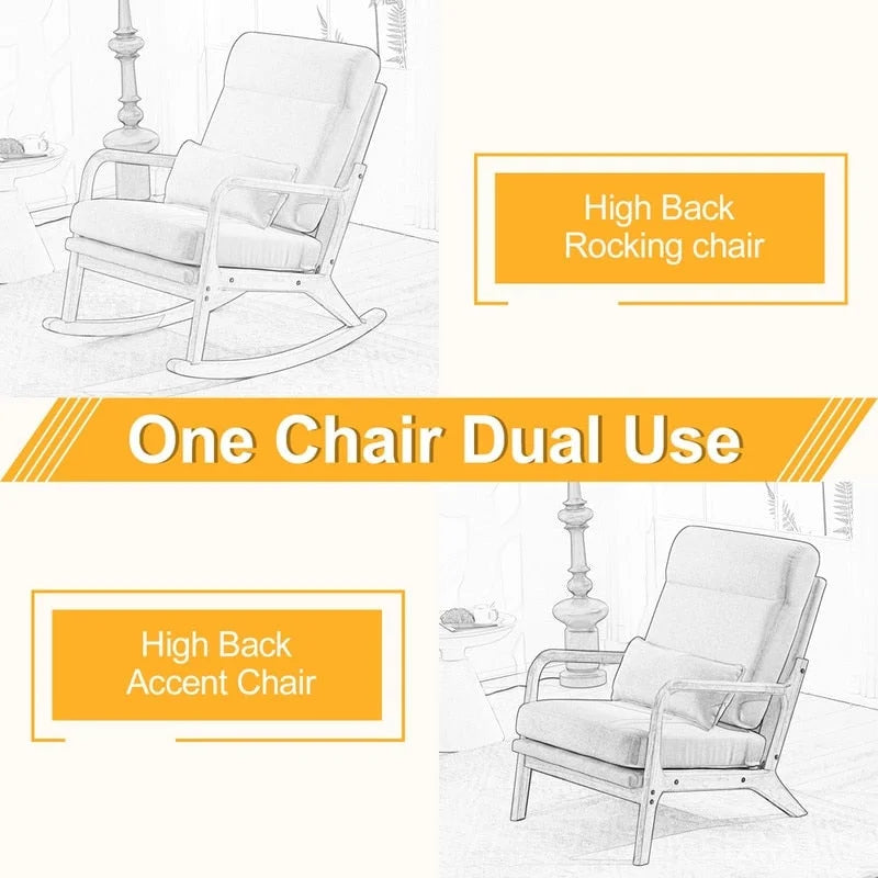 Fauteuil à bascule d'appoint rembourré à dossier haut de 99,9 cm