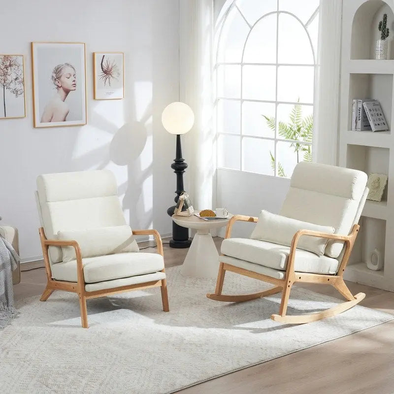 Fauteuil à bascule d'appoint rembourré à dossier haut de 99,9 cm