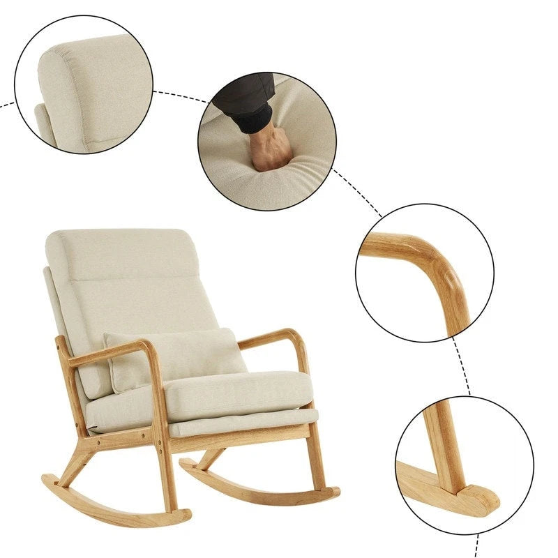 Fauteuil à bascule d'appoint rembourré à dossier haut de 99,9 cm