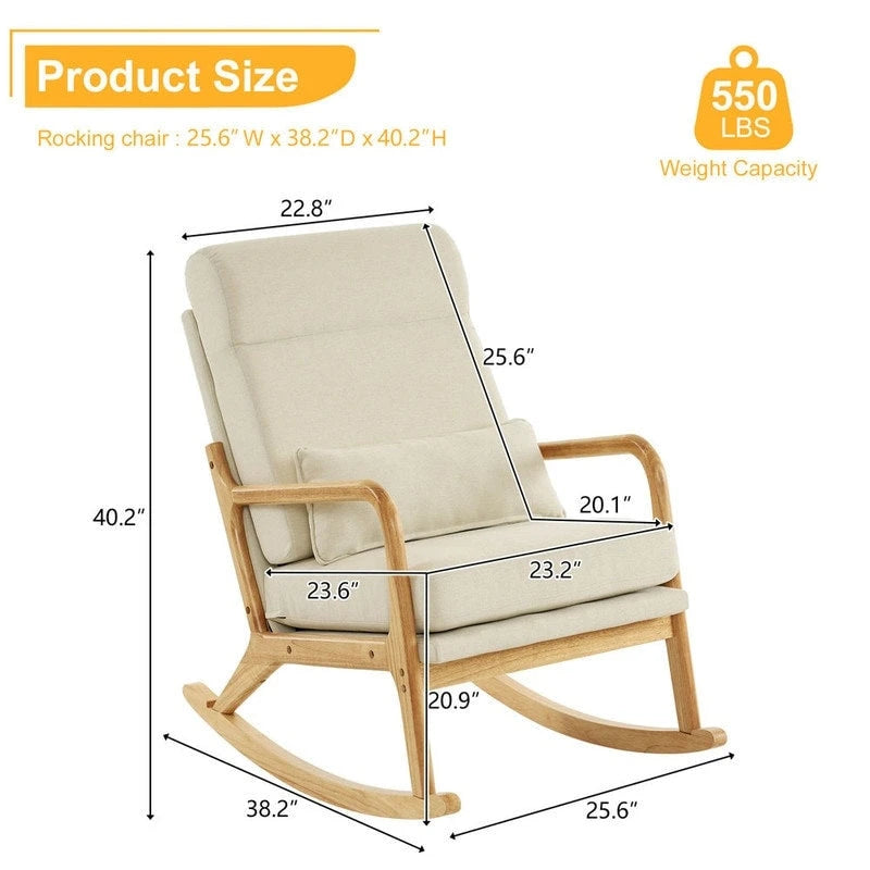 Fauteuil à bascule d'appoint rembourré à dossier haut de 99,9 cm