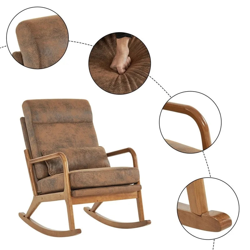 Fauteuil à bascule d'appoint rembourré à dossier haut de 99,9 cm